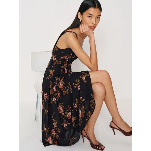 New Reformation Women's Katara Midi Dress Size 4 Ballad Floral Pattern - Picture 3 of 8
